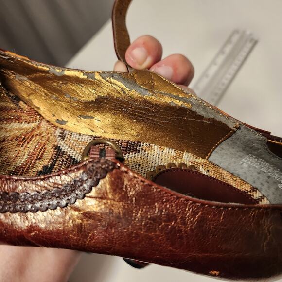 KENZIE Rust Red Copper Leather Metallic Mary Jane Heel Grannycore Women 7M FLAW - Picture 11 of 12